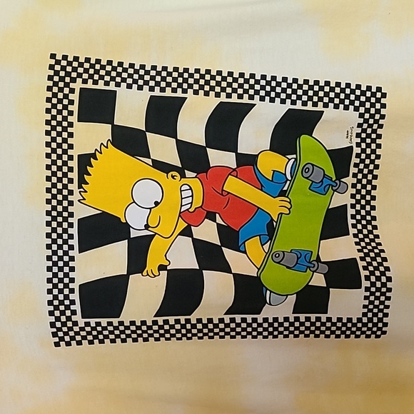 The Simpsons Bart Graphic T-Shirt Womens Medium Short Sleeve Yellow Tie-Dye - Picture 2 of 9